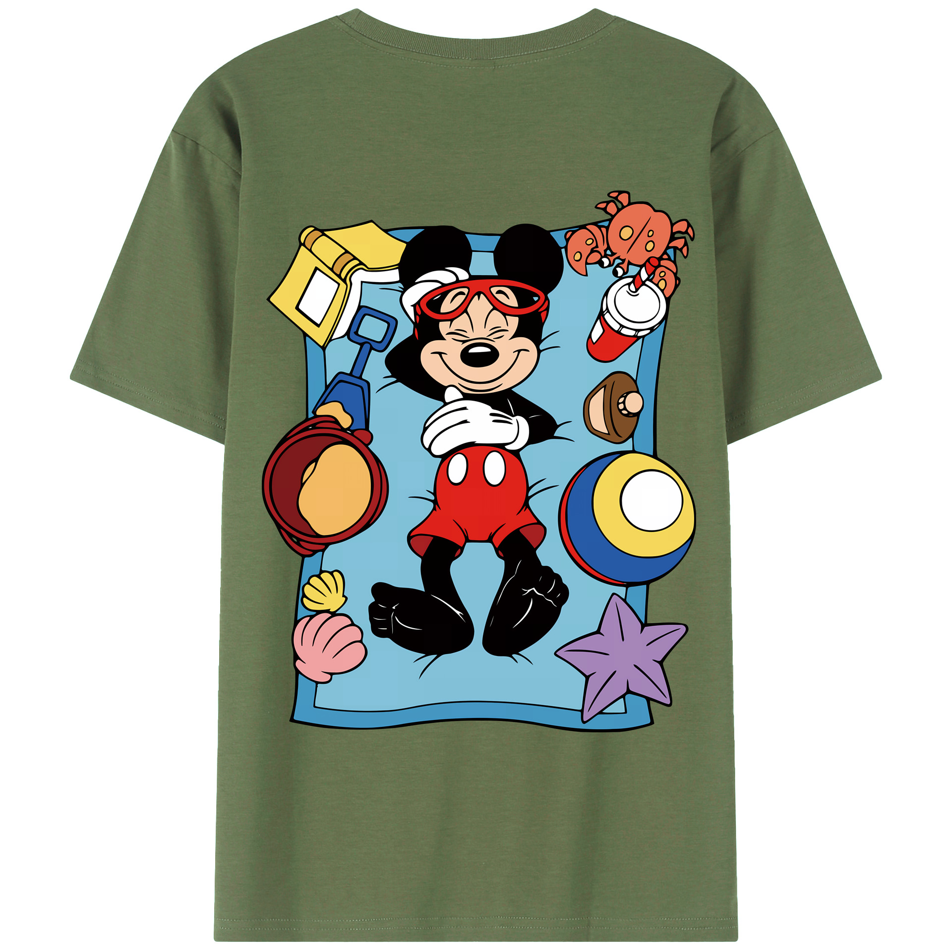（画像用） ミッキーマウス Mickey Mouse 綿100％ メンズ半袖Tシャツ（バックプリント） 通気性